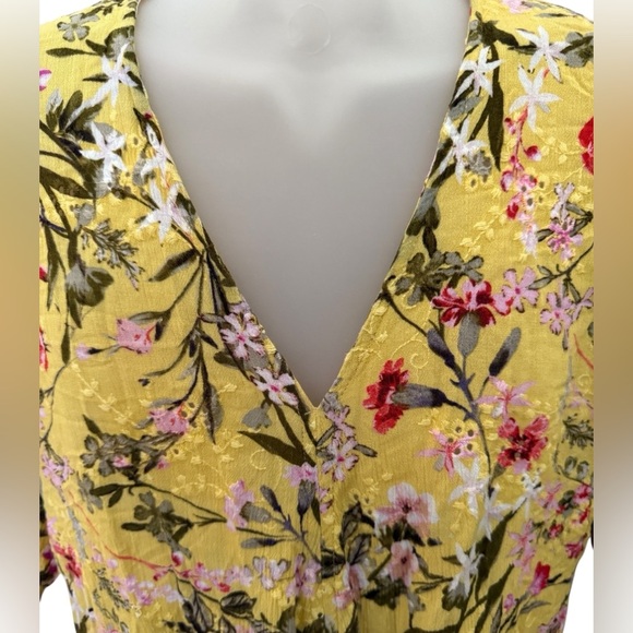 Lovestitch Yellow Floral Tie-Front Blouse Women Small - Picture 5 of 6